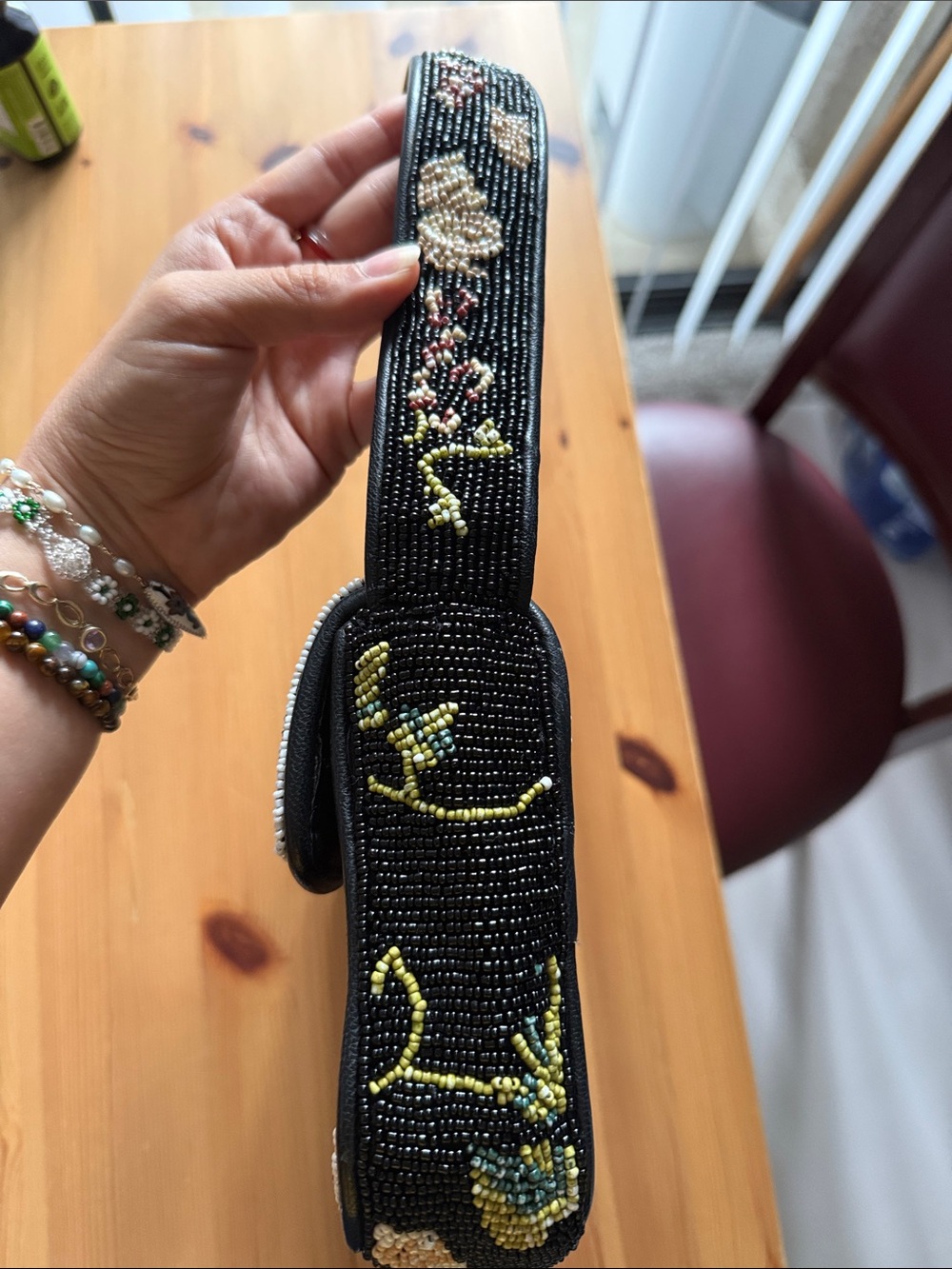 STAUD Tommy Beaded Bag, Black Floral - Picture 10 of 11